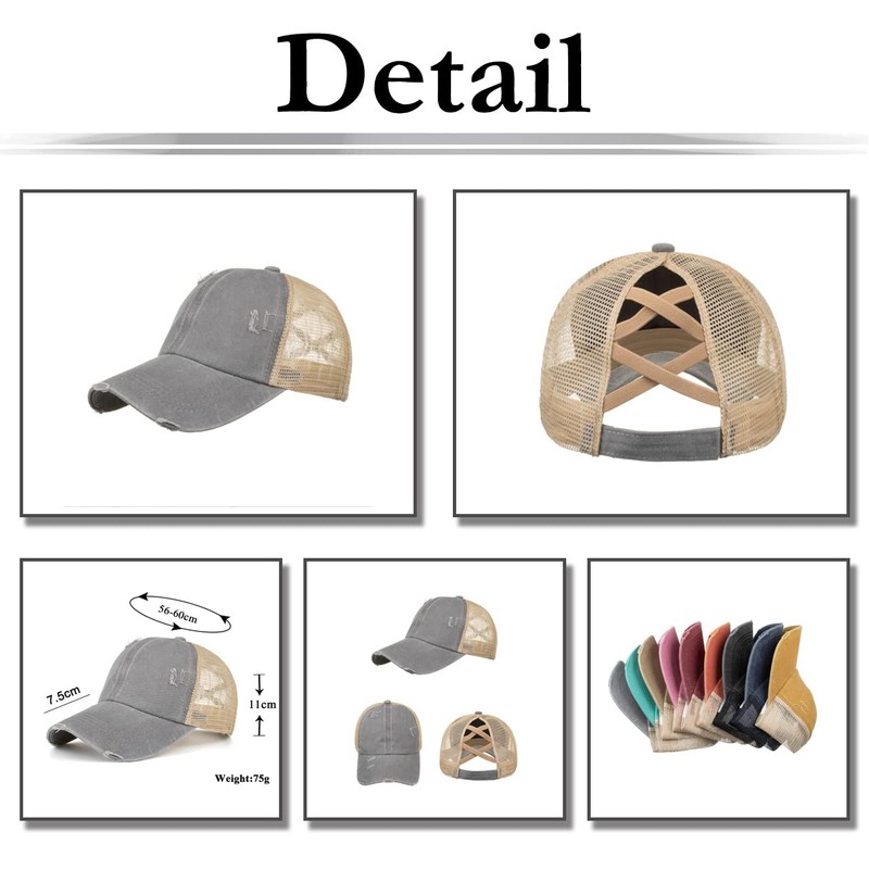 White Fang CA662 Mesh Cap, Distressed Hat, For Running, Outdoors,