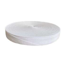 QIANF Cinta de sarga ecológica, 100% algodón, color blanco, 5 cm de ancho, 50 m de largo, cinta de espiga (5 a 50 yardas, blanco)