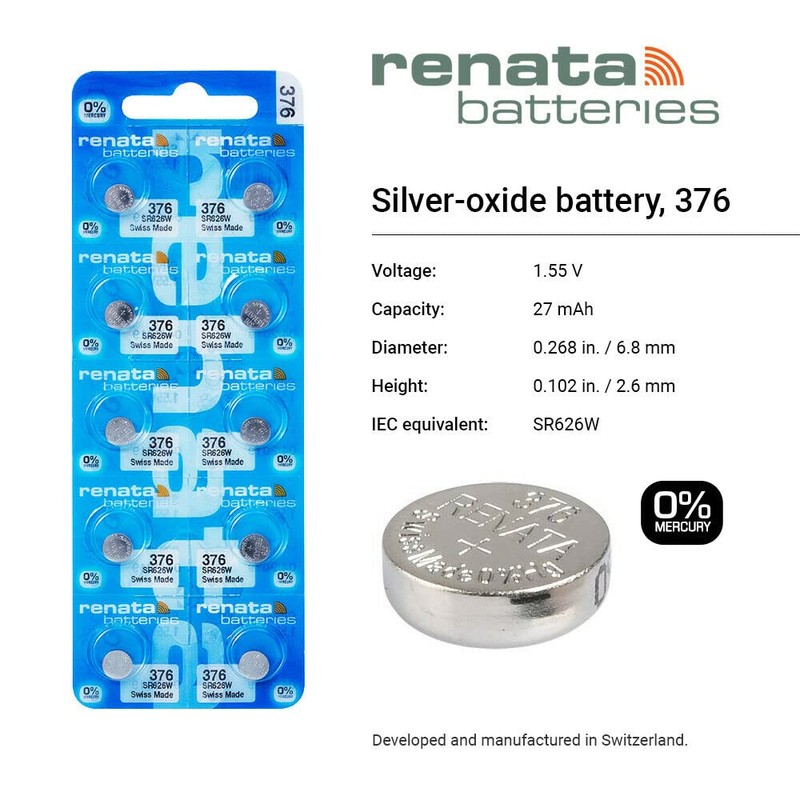 Renata 376 SR626W Batteries - 1.55V Silver Oxide 376 Watch