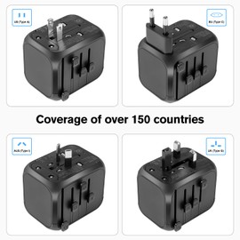 Travel Plug Adapter Worldwide 25 W, Travel Adapter with 2 USB and 2 USB C, Quick Charge Universal Travel Plug for UK, USA, Europe, Australia, Germany, Thailand