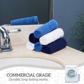 GREEN LIFESTYLE 12x12 inches Waffle Weave Washcloths 6 Pack, Soft, Durable, Highly Absorbent and Luxurious (Blue)