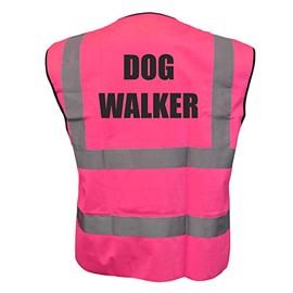 Dog Walker, Dog Walker Pink Hi Viz Vis Vest Reflective Waistcoat Jacket Road Safety High Visibility, X-Large