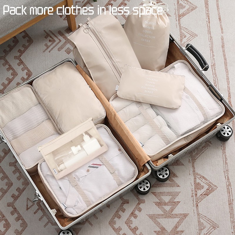 12Pcs Packing Travel Cubes for Suitcase Luggage Organizers with 5