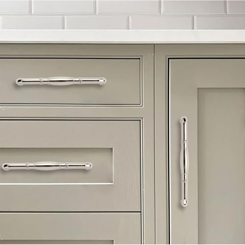 khtumeware 10 Pack 3-3/4 Inch(96mm) Polished Nickel Cabinet Pulls Drawer