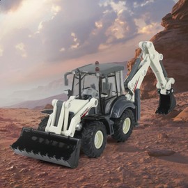 SHINESIGNAL Excavator Toys, 1/50 Metal Die-cast Excavator Backhoe Front Loader Bulldozer, Construction Vehicle Model Decoration Toy Gift -White