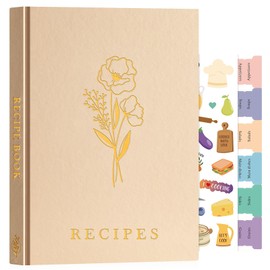 Lanpn Blank Recipe Book Cookbook to Write in Your Own Recipes, B5 Leather Cover Waterproof Empty Cooking Journal for 70 Recipes, Recipe Notebook with Stickers to Organize Your Family Recipes, Oat