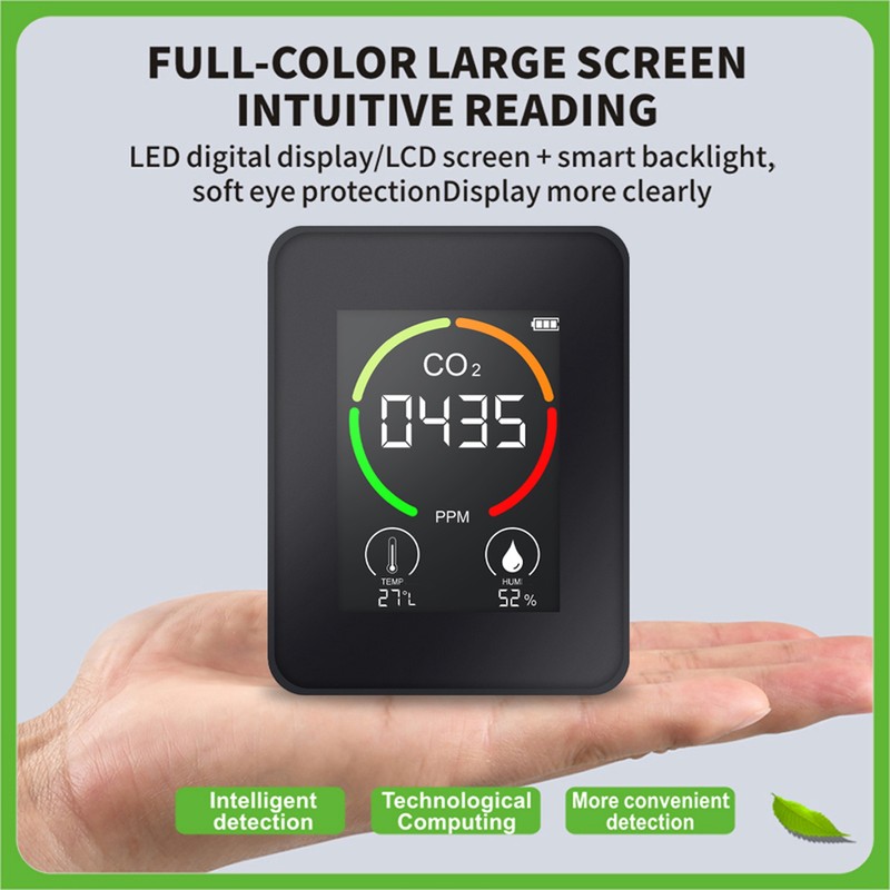 Multifunctional 3in1 CO2 Temperature Humidity Monitoring Device Home Digital Household