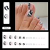 Press on Toenails Coffin with Zebra Stripes Designs, Full Cover