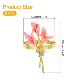 sourcing map 6Pcs Metal Napkin Rings, Table Napkin Holders Serviette Buckles for Decoration Adornment Wedding Parties, Banquet, Lily-Pink