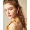 Gold Triple Hoop Orange Earrings, Thick Three Open Jewelry for