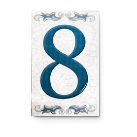 Kantu 2113030 Aragon Ceramic Tile Address Number 8, 3.5 in. x 5.5 in., Blue, Each