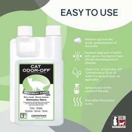 THORNELL Cat Odor-Off Concentrate Pet Smell Odor Eliminator – Cat Odor Eliminator Concentrate for Pet Urine Odor, Tomcat Spray for Cat Urine Smell, Feces on Carpet & Litter Boxes – Fresh Scent 16oz