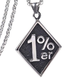 FIZIZDH Men's Cool Stainless Steel 1% er Pendant Necklace, 24 inch Keel Link Chain