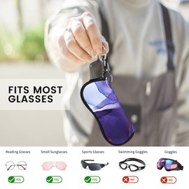 molshine Soft Sunglasses Case, Neoprene Zipper Glasses Case, Portable Glasses Bag with Hook for Men and Women, purple