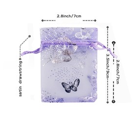 QIANHAILIZZ 100 Pack 2.8 x 3.5 Inch Butterfly Organza Jewelry Gift Pouch Candy Pouch Drawstring Wedding Favor Bags H97 (lilac)