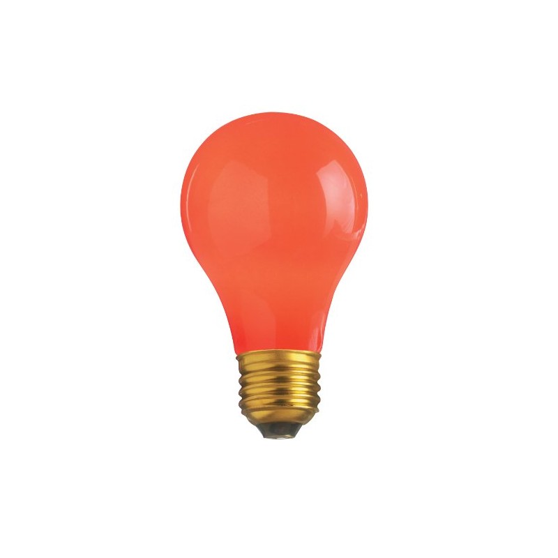 Satco S6090 25 Watt A19 Incandescent Light Bulb, Ceramic Red