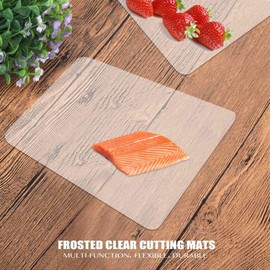 Aswalling Clear Flexible Plastic Cutting Board Mats Set, Frosted Clear Kitchen Cutting Board Clear Mats 17.5 x 12 Inches, Set of 7