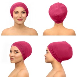 Gorro de Dormir para Mujer, Gorro de Dormir con Forro de Satén, Holgado y Ajustable,Gorro de Pelo Largo y Pelo Rizado, Gorro de Protección para el Cabello (Rojo)