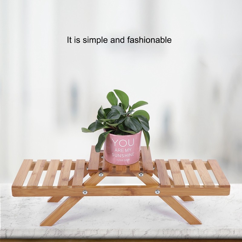 Wooden Standing Foldable 2-layered Potted Plant Flower Shelf Storage Rack