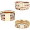 Wovanoo Leather Wrap Bracelet Set 3Pack Wrist Cuff Bracelet for