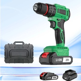 20V Brushless Cordless Drill/Driver w/2Ah Battery, 3/8" Chuck, 18+3P & 2-Speed