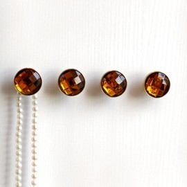 Solid Brass Rhinestone Wall Hooks, Coat Backpack Purse Screw-in Wall Hangers, Wall Mounted Fancy Hooks (Amber 4 Pack)