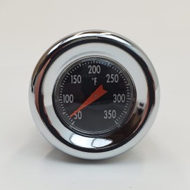 Chrome Shorty Style 2-⅞” Oil Tank Dipstick with Oil Temperature Gauge (50 to 350) for All 2000-2017 Harley Softail FXST/FLST Models - Black Gauge Face with Chrome Bezel - Replaces HD Part# 62896-00
