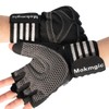 Mokmgic フィットネスグローブ リストサポート機能付き - 滑り止めシリコングリップ & 衝撃吸収パームクッション トレーニング/クロスフィット/ロッククライミング/自転車用 男女兼用 (ブラック)