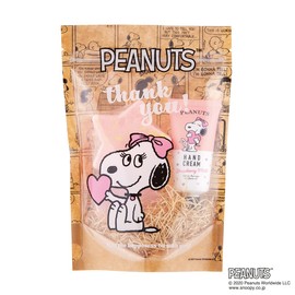 Peanuts Snoopy Happy Gift Strawberry Milk (Hand Cream 1.0 fl oz (30 ml) + Heart Bath Fizz 2.1 oz (60 g) Star Bath Fizz 60 g) (Sweet and Melting Strawberry Milk Scent)
