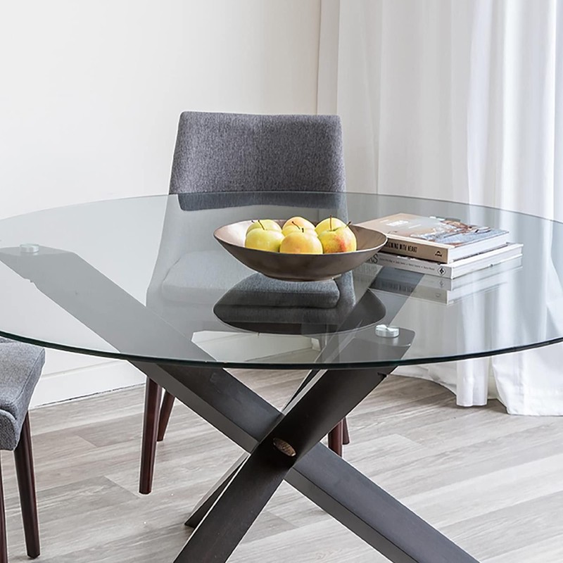 TesNus 18" Clear Round Glass Table Top, 1/4" Thick Tempered