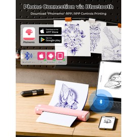 Phomemo M08F Bluetooth Tattoo Stencil Printer, Thermal Tattoo Printer with 10pcs Tattoo Transfer Paper, Tattoo Transfer Machine for Tattoo Artists & Beginners, Compatible with Phone, Tablet & PC
