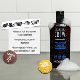 American Crew Champú anticaspa + cuero cabelludo seco para hombres, regalo de cuidado del cabello para él, aroma a menta cítrica, 8.4 onzas líquidas