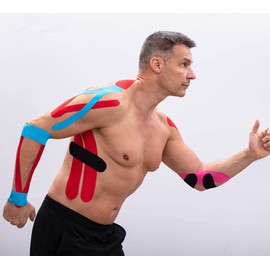 Kinesiology Mixed Set of 3 Units from axion | Different Waterproof Colours | Skin-Friendly Elastic Self-Adhesive Bandage Physio Tape | Ideal for Sports and Everyday Use, Soccer Tape