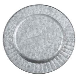 Fennco Styles Sousplat Collection Vintage Ruffled Galvanized Metal 13 x 13 Inch Charger Plates, Set of 4 â Silver Charger Plates for Banquets, Family Dinners, Special Events and Home DÃ©cor