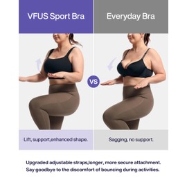 VFUS Women's Sports Bra Wirefree Adjustable Medium-High Support Everyday Wear for Large Bust Plus Size with Removable Pads(XX-Large,Black)