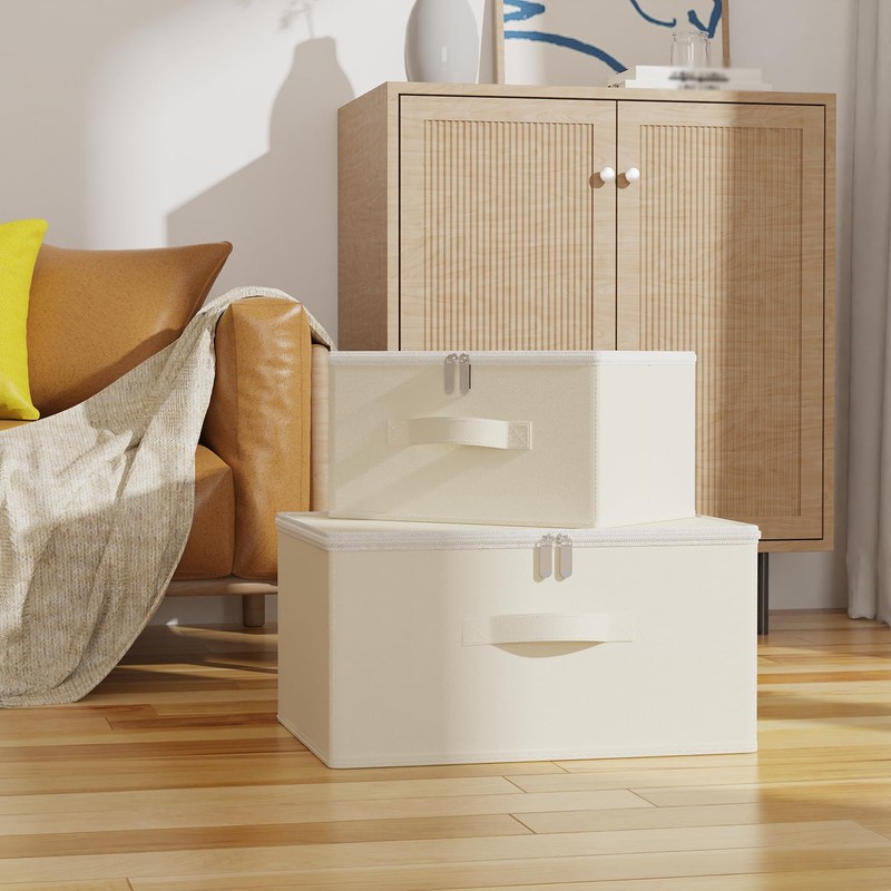 GUOHNHE Storage Bins with Zipper, Cube Organizer Basket with Lid,