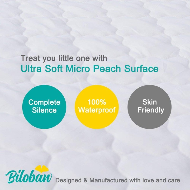 Biloban Crib Mattress Protector Waterproof & Noiseless Crib Mattress Pad