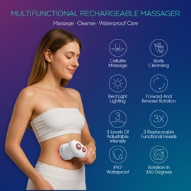 VOYOR Electric Cellulite Massager, Body Sculpting Machine for Arms, Belly, Legs, Waist, Buttocks, 3 Strengths for Body Cleaning and Deep Tissue Cellulite Massage, IPX7 Waterproof & Cordless VRMM1-NEW