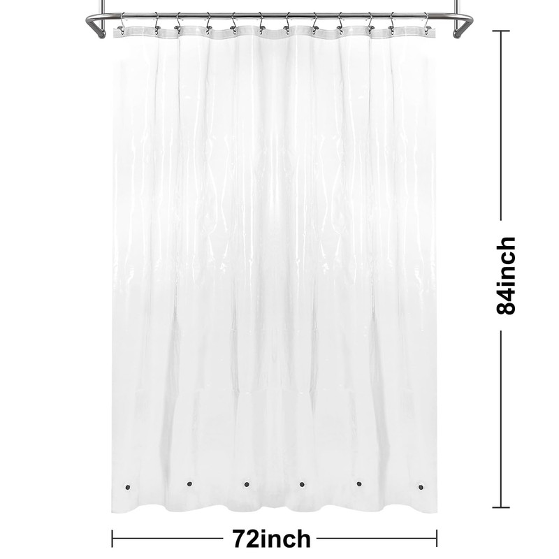 Barossa Design Extra-Long Shower Curtain with 84 inches Height (72x84),PEVA