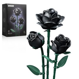 Millionspring Black Rose Bouquet Building Set of 3 Black Artificial Roses Gifts for Her Girlfriend on Birthday, Anniversary, Valentine's Day, Mother's Day, Christmas,Gothic Home Decor