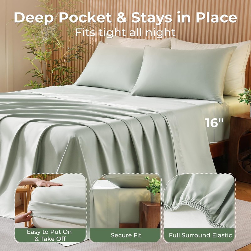 Bedlifes Queen Size 4-Piece Blend Rayon Derived from Bamboo Sheets