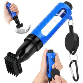 HUIJUTCHEN Golf Club Cleaner Water Brush,Holds 4 oz Water & Visual Water Level,Unique Blue Portable Anti-Leak Club Cleaning Brush,Clip & Retractable Lanyard,Ideal Golf Accessory for Men