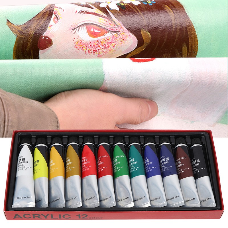 12 Color Acrylic Paint Set Hand Painted Wall Painting Pigment