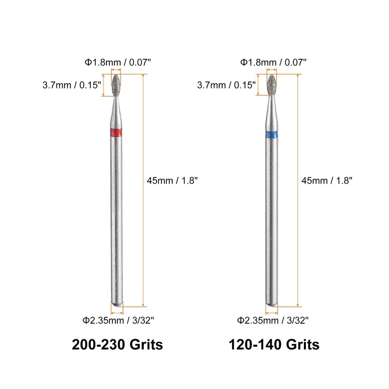 sourcing map 6pcs 120-140/200-230 Grits Diamond Grinding Bit 1.8mm Oval
