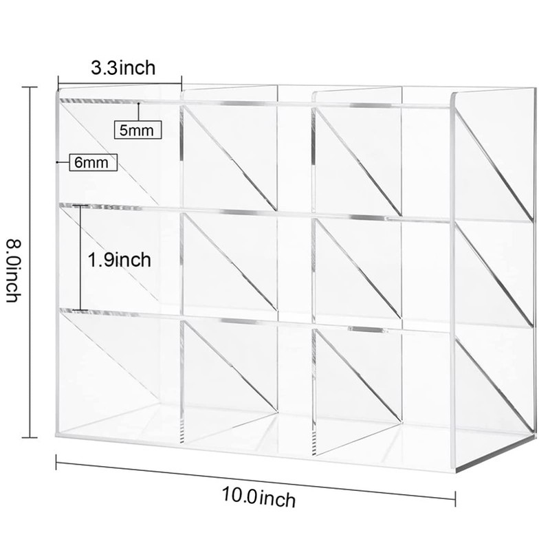 Marbrasse Clear Pen Organizer Storage, Acrylic Desk Organizer with 12
