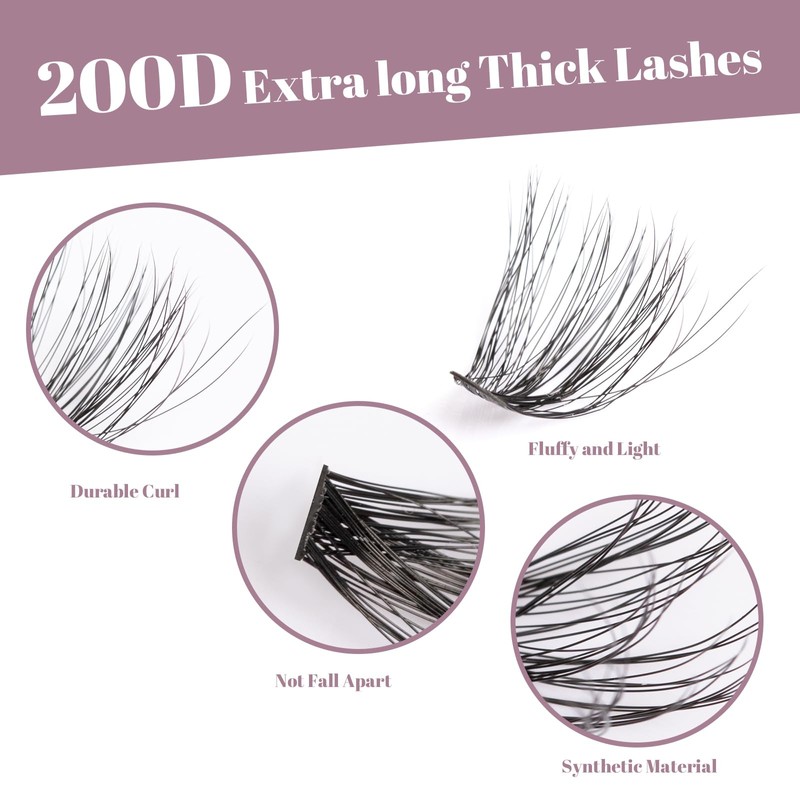 Ocean Pearl Cluster Lashes Thick 200D Volume Eyelash Clusters Kit