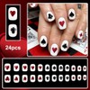 Uñas postizas cuadradas blancas cortas estilo póker, uñas acrílicas adhesivas