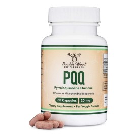 Double Wood PQQ Optimizador De Energa 20 Mg 60 Cpsulas Sin Sabor de Pirroloquinolina Quinona Promueve Los Niveles De Coenzima Atp De Mitocondria...   