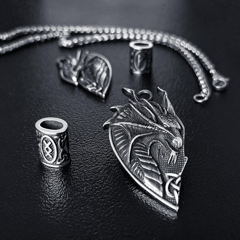 ZiWuark Matching Dragon Necklace Couples Viking Heart Necklace Jewelry for