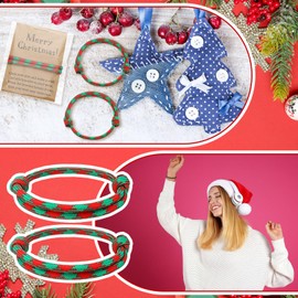 Liliaafar 30 Set Christmas Bracelets Bulk Nylon Friendship Bracelets with Cards Adjustable Woven Rope for Christmas Party Favor (Classic)
